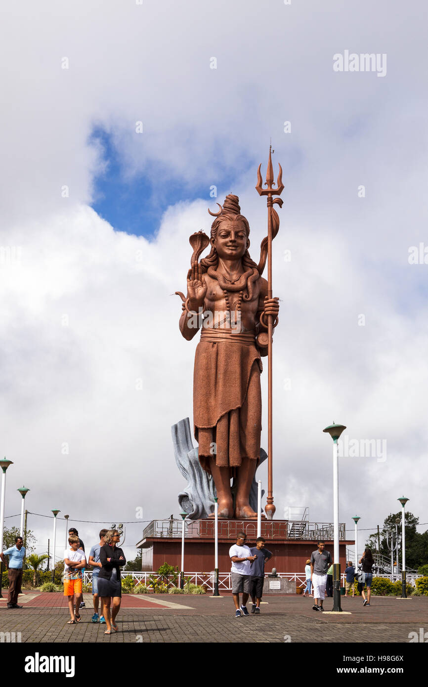 Towering sculpture of Hindu god Shri Mangal Mahadev, Grand Bassin, Mauritius Stock Photo