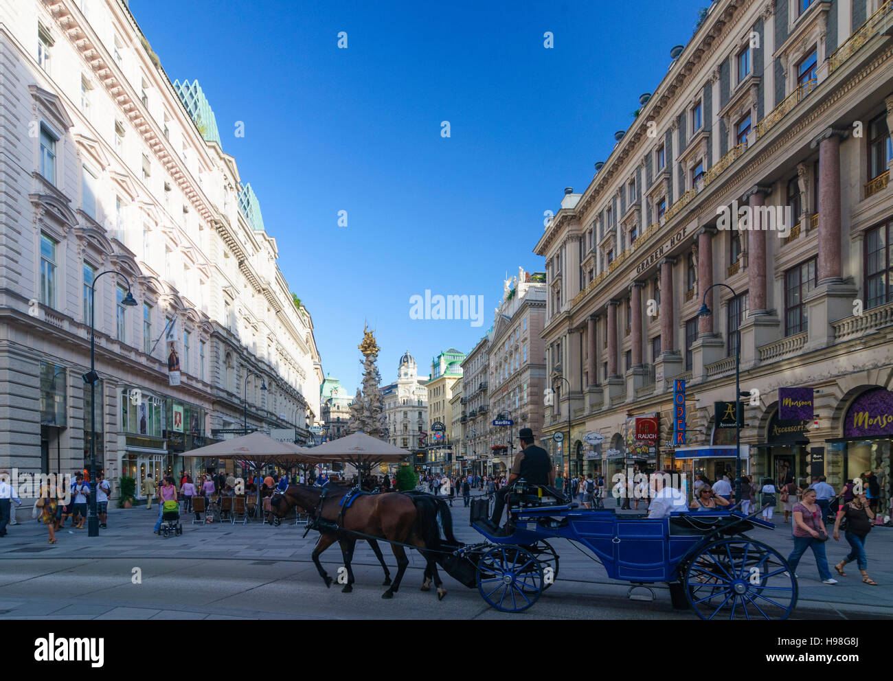 Wien, Vienna: Pedestrian zone Graben with Fiaker, 01., Wien, Austria Stock Photo