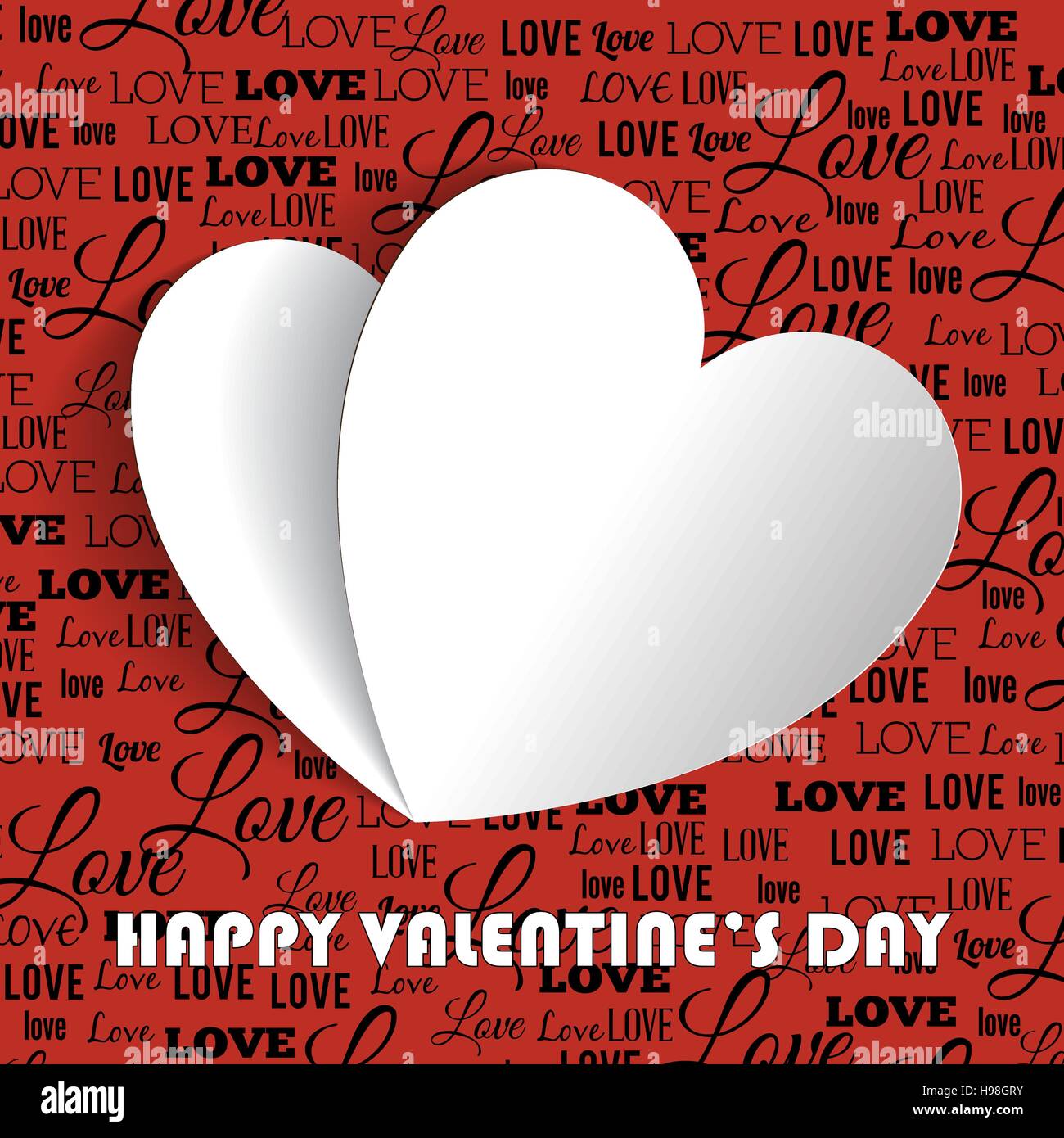 Valentines day vector illustration with paper heart and retro ...