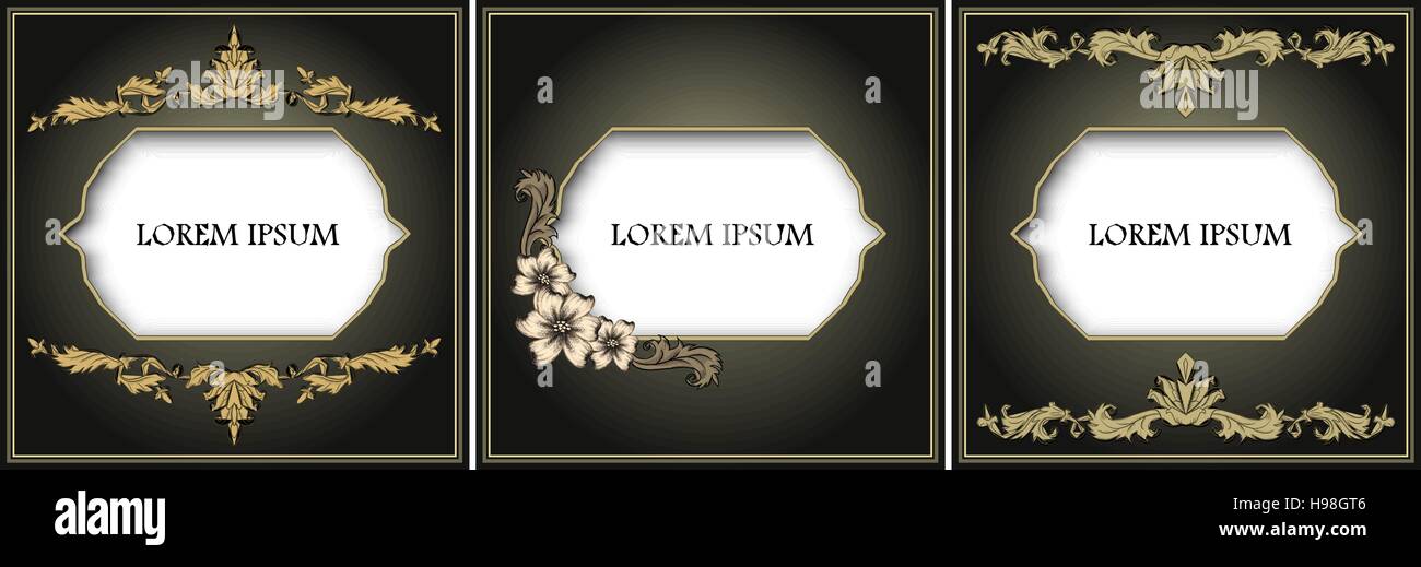 Vintage frame set with floral decor Stock Vector Image & Art - Alamy