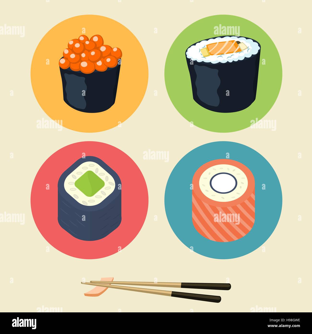 Sushi set. Asian food, vector illustration Stock Vector Image & Art - Alamy
