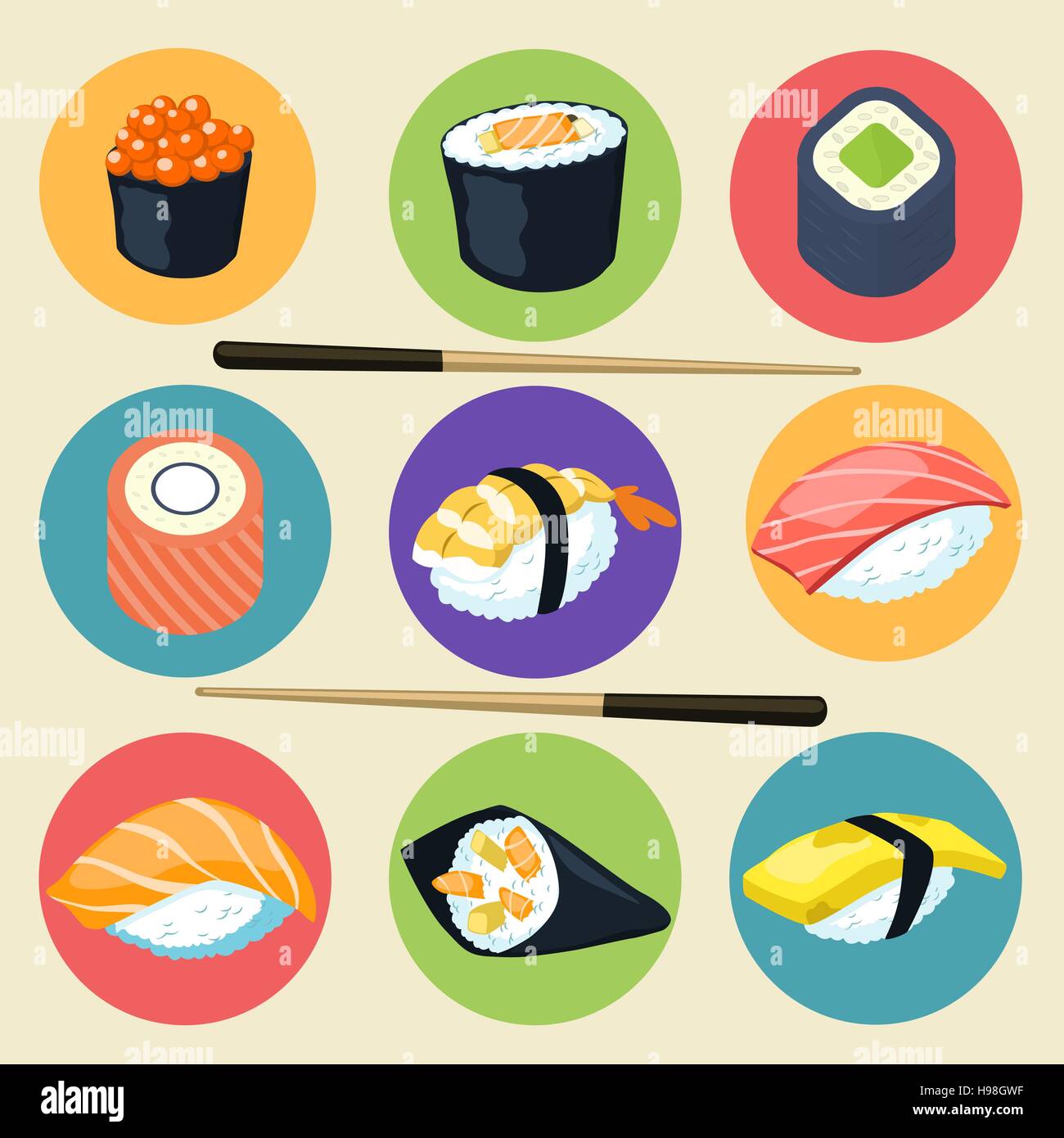Sushi set. Asian food, vector illustration Stock Vector Image & Art - Alamy