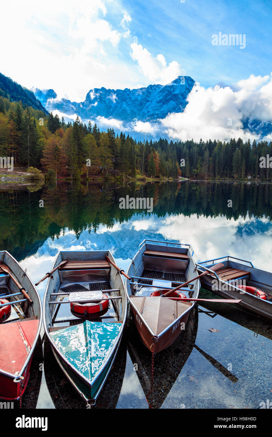 Fall in the italian alps in a misty day Stock Photo - Alamy