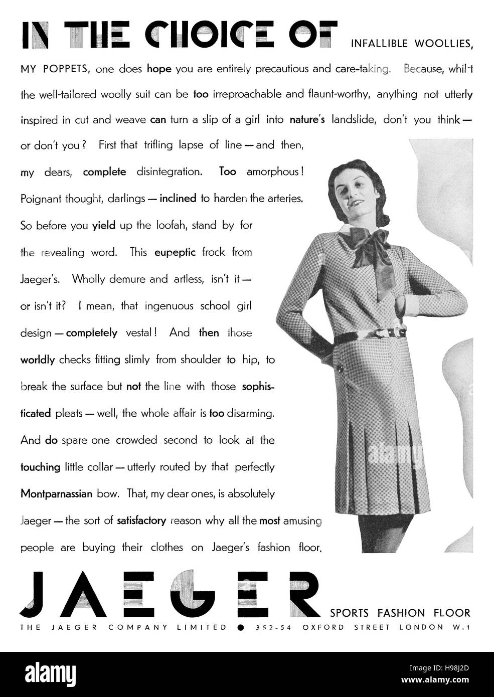1930 British advertisement for Jaeger Stock Photo
