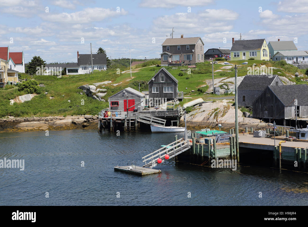 Waterfront huts and houses in the fishing village of Peggy's Cove in