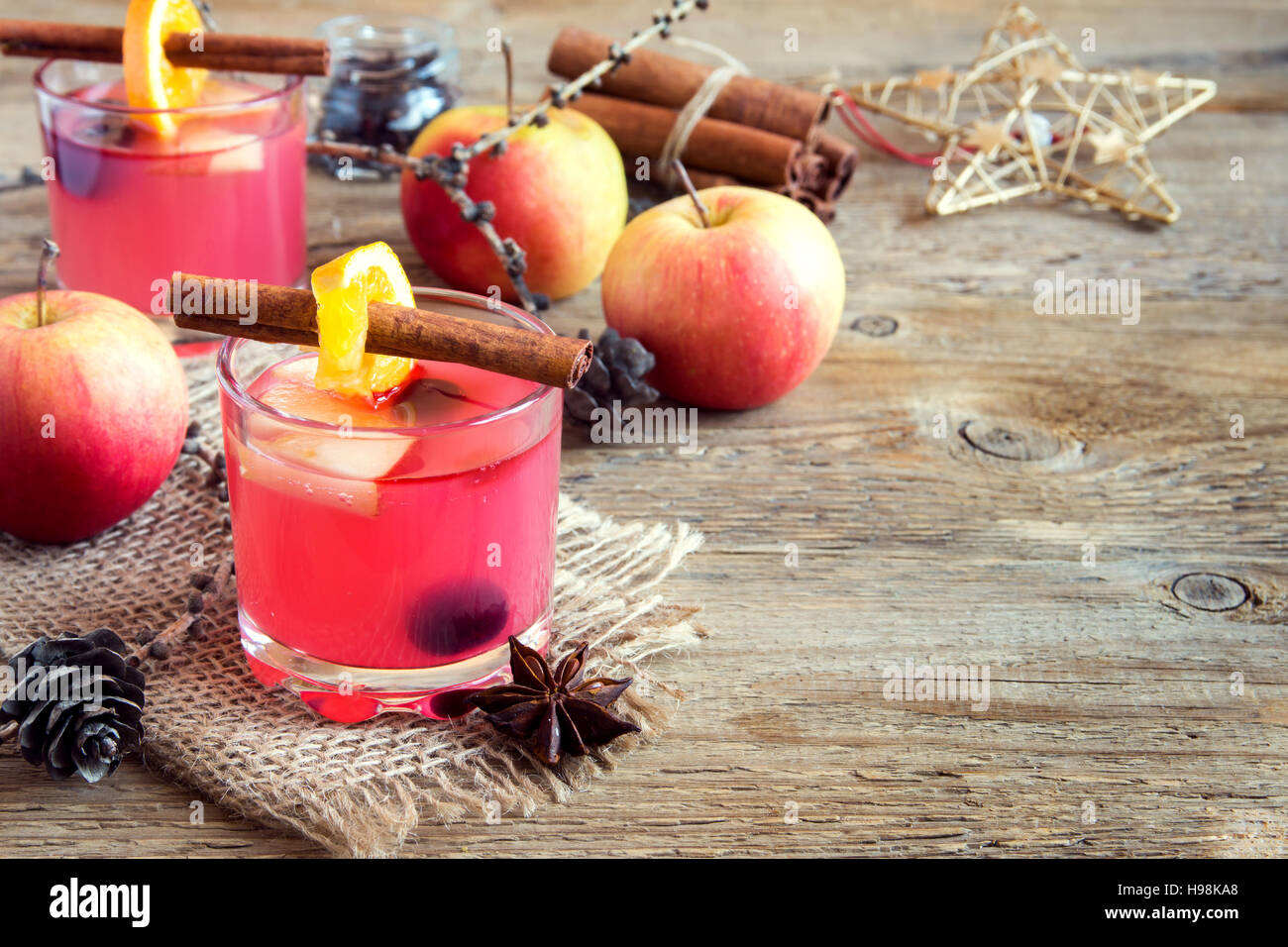 Delicious festive cranberry and apple cider (holiday punch) homemade