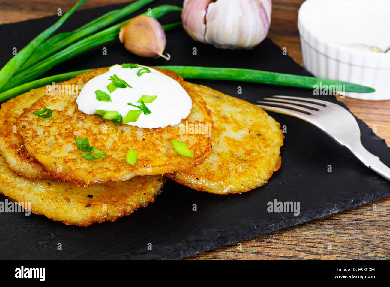 Fried Potato Pancakes. Belarusian and German Cuisine. Studio Photo