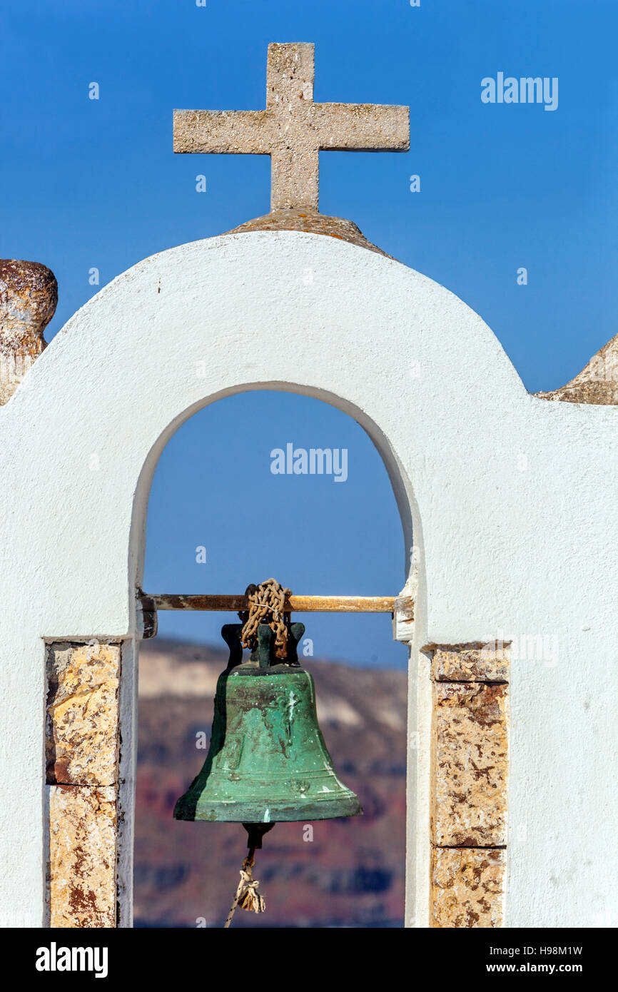 Bell tower in Oia, Santorini, Cyclades Islands, Greece, Europe Stock Photo