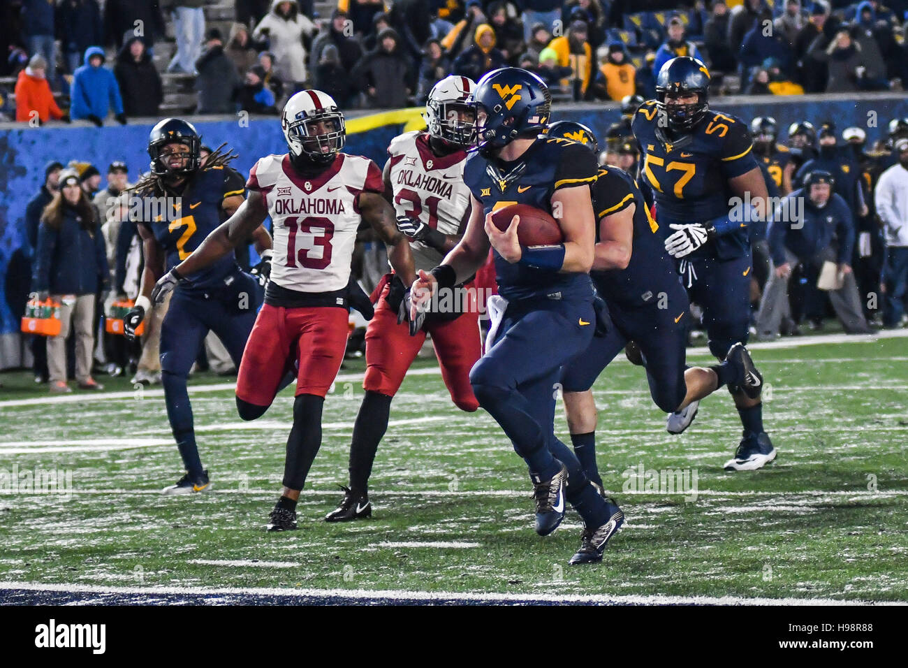 West Virginia, USA. 19th Nov, 2016. West Virginia University quarterback SKYLER