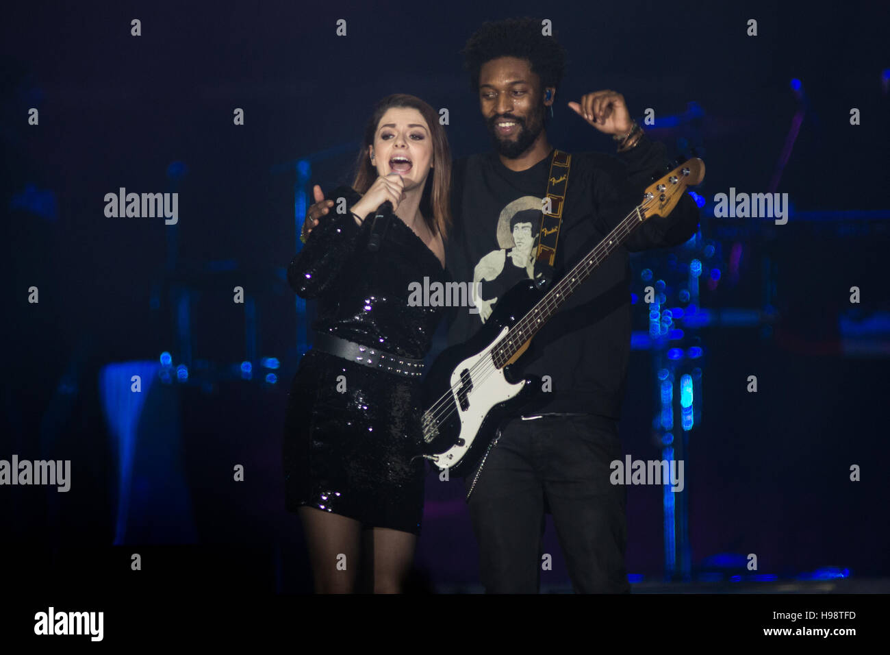 Bologna, Italy. 19th November 2016. The American electronic duo The Knocks with special guest Italian pop singer Annalisa performs live on stage at Unipol Arena opening the show of Justin Bieber Credit:  Rodolfo Sassano/Alamy Live News Stock Photo