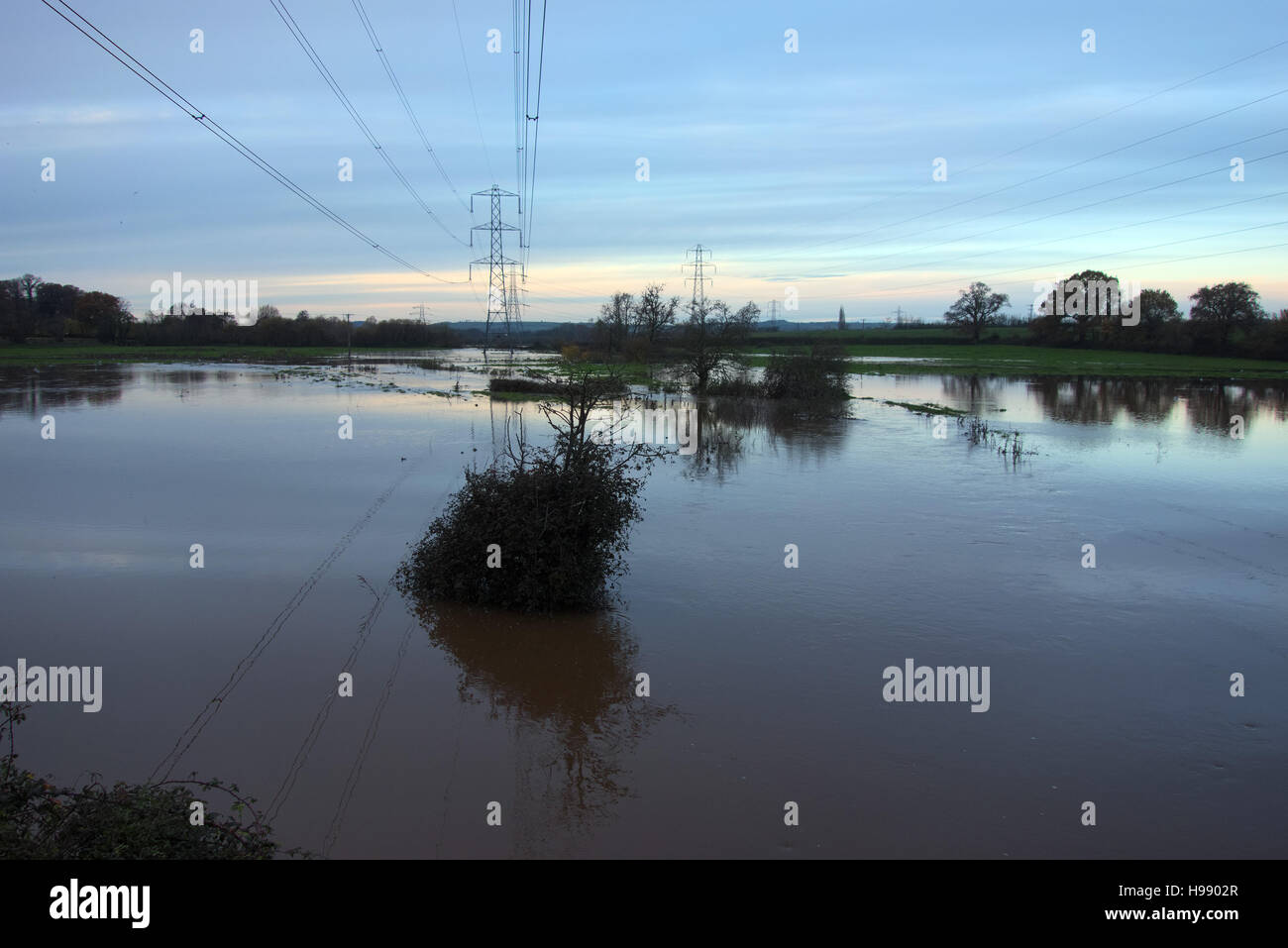 River Culm, East Devon, UK. 20th Nov, 2016. Flooding on the River Culm