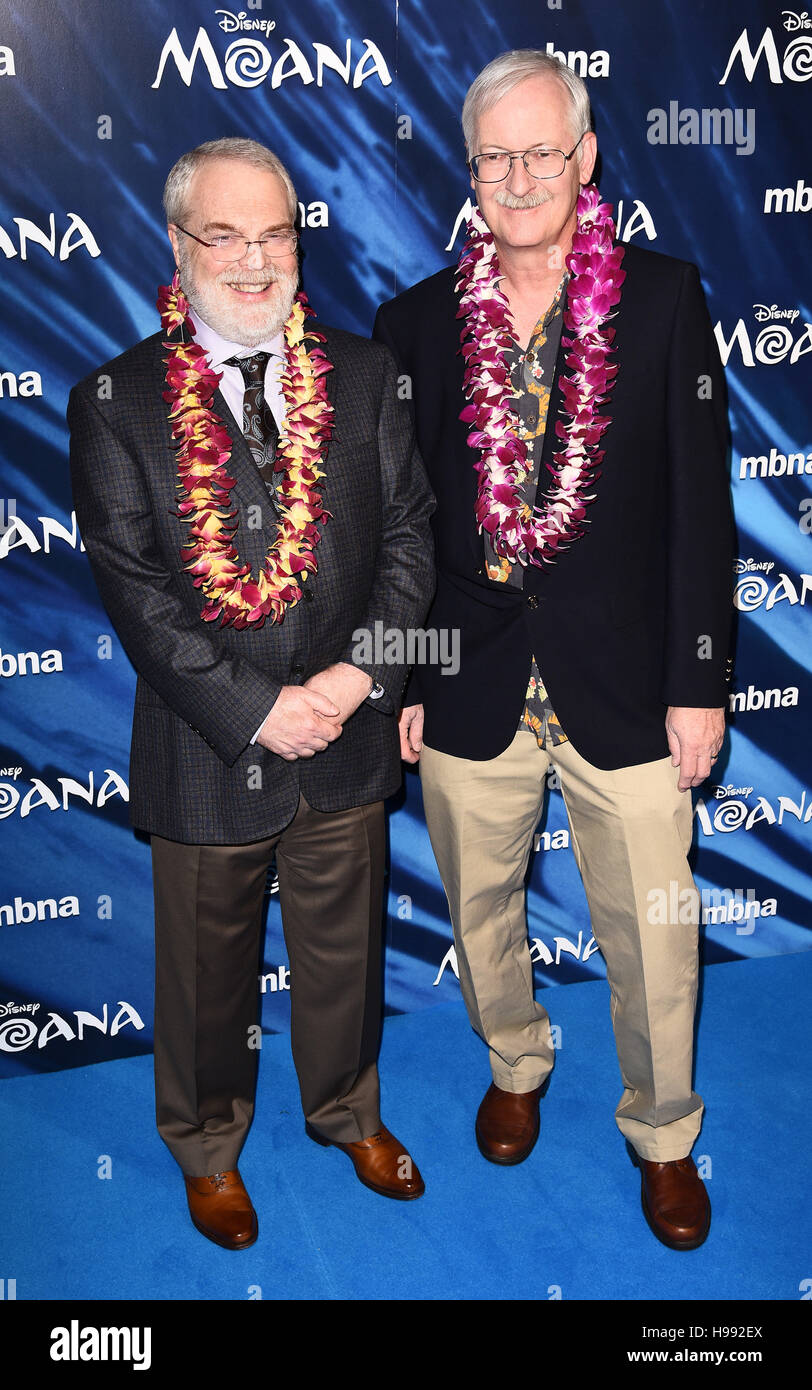 Ron Clements and John Musker at the Gala Screening of Moana at BAFTA, Piccadilly, London on November 20th 2016  Photo by Keith Mayhew Stock Photo