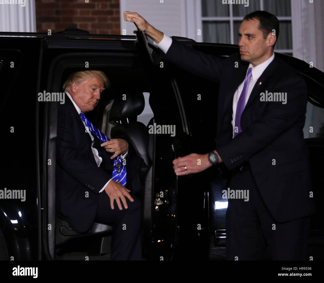 United States President-elect Donald leaves the clubhouse of Trump International Golf Club, after a day of meetings, November 19, 2016 in Bedminster Township, New Jersey. Credit: Aude Guerrucci/Pool via CNP /MediaPunch Stock Photo