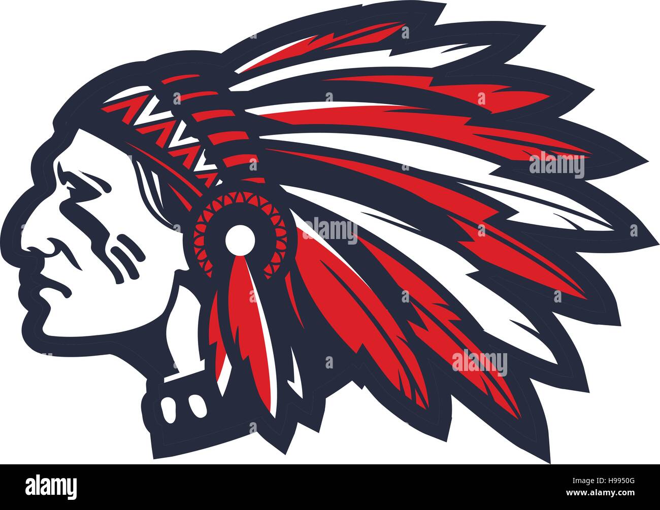 American indian chief vector logo or icon Stock Vector