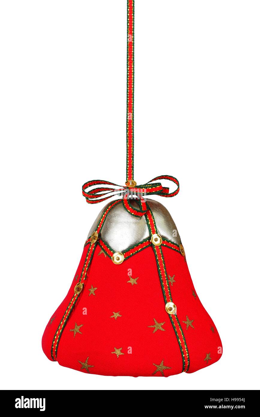 Red Christmas bell on white Stock Photo