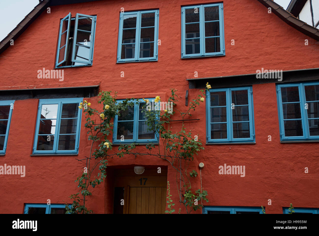Nicely decorated house in the historical city center of the old Hansestadt Lüneburg, Germany Stock Photo