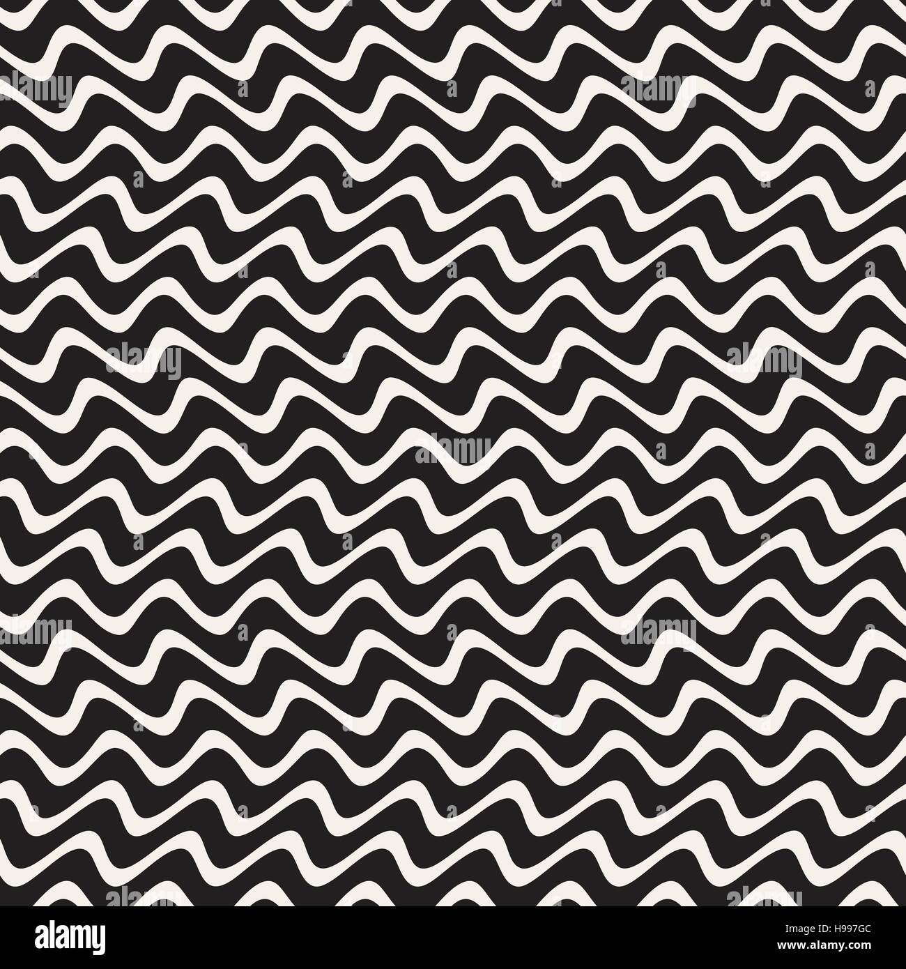 Hand Drawn Horizontal ZigZag Lines. Vector Seamless Black and White ...