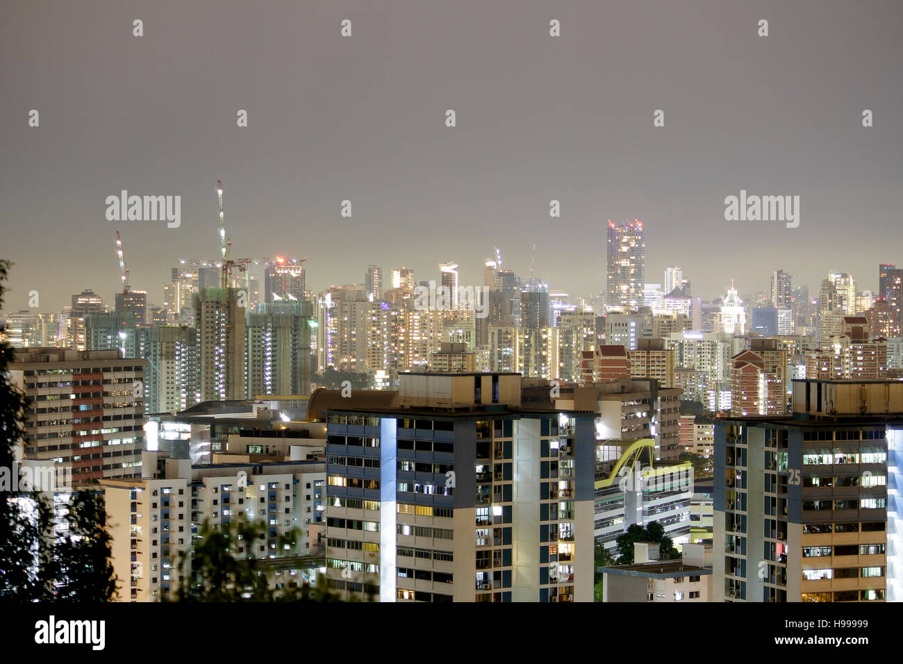 Night Singapore Cityscape Stock Photo - Alamy