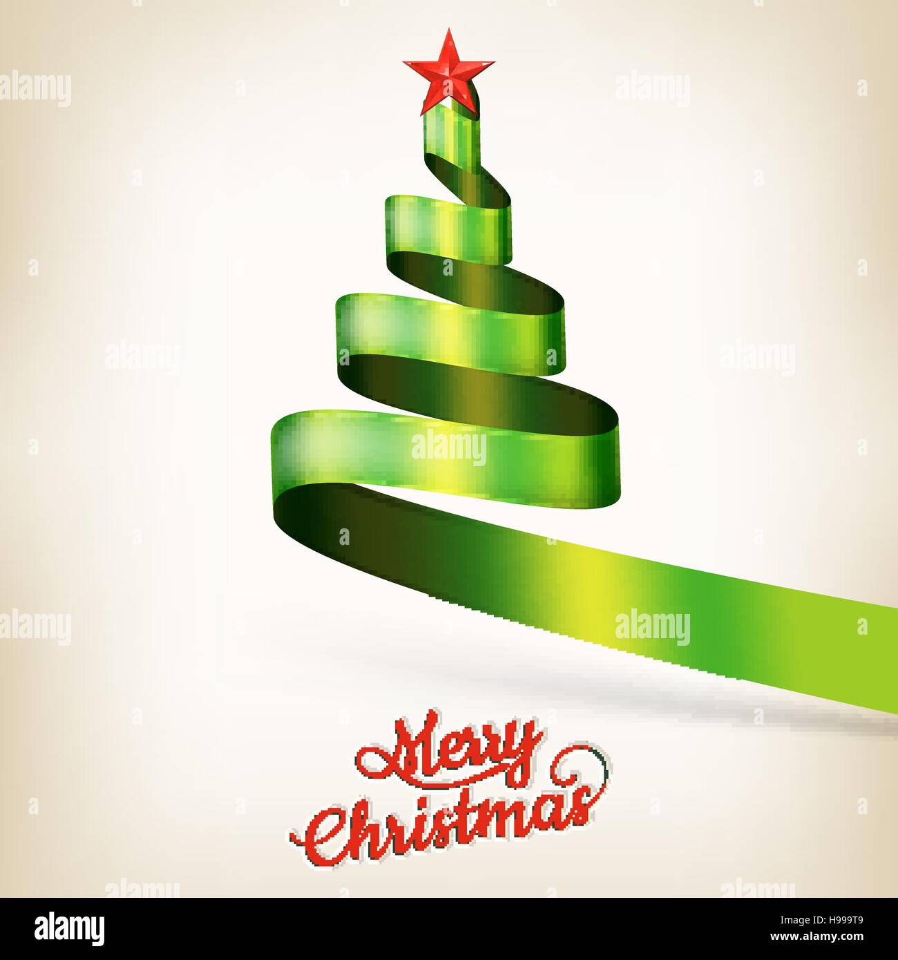 Christmas tree from green ribbon and star. EPS 10 Stock Vector Image ...