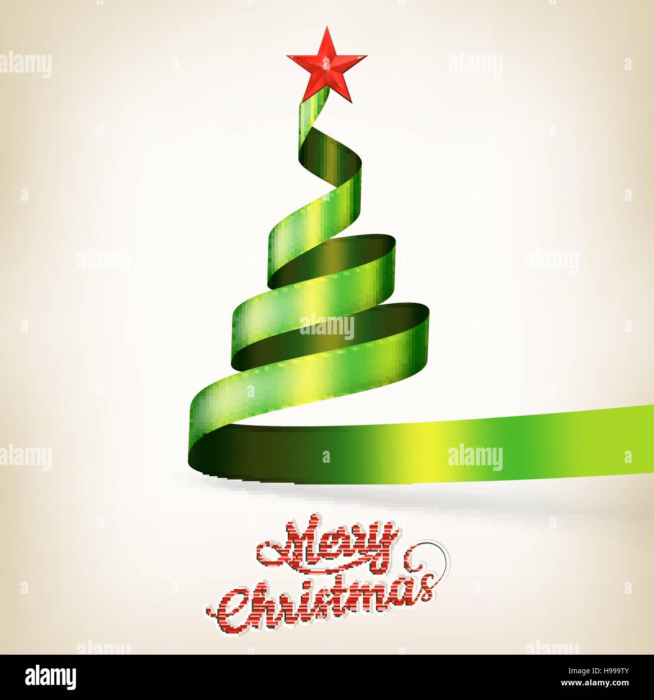 Christmas tree from green ribbon and star. EPS 10 Stock Vector Image ...