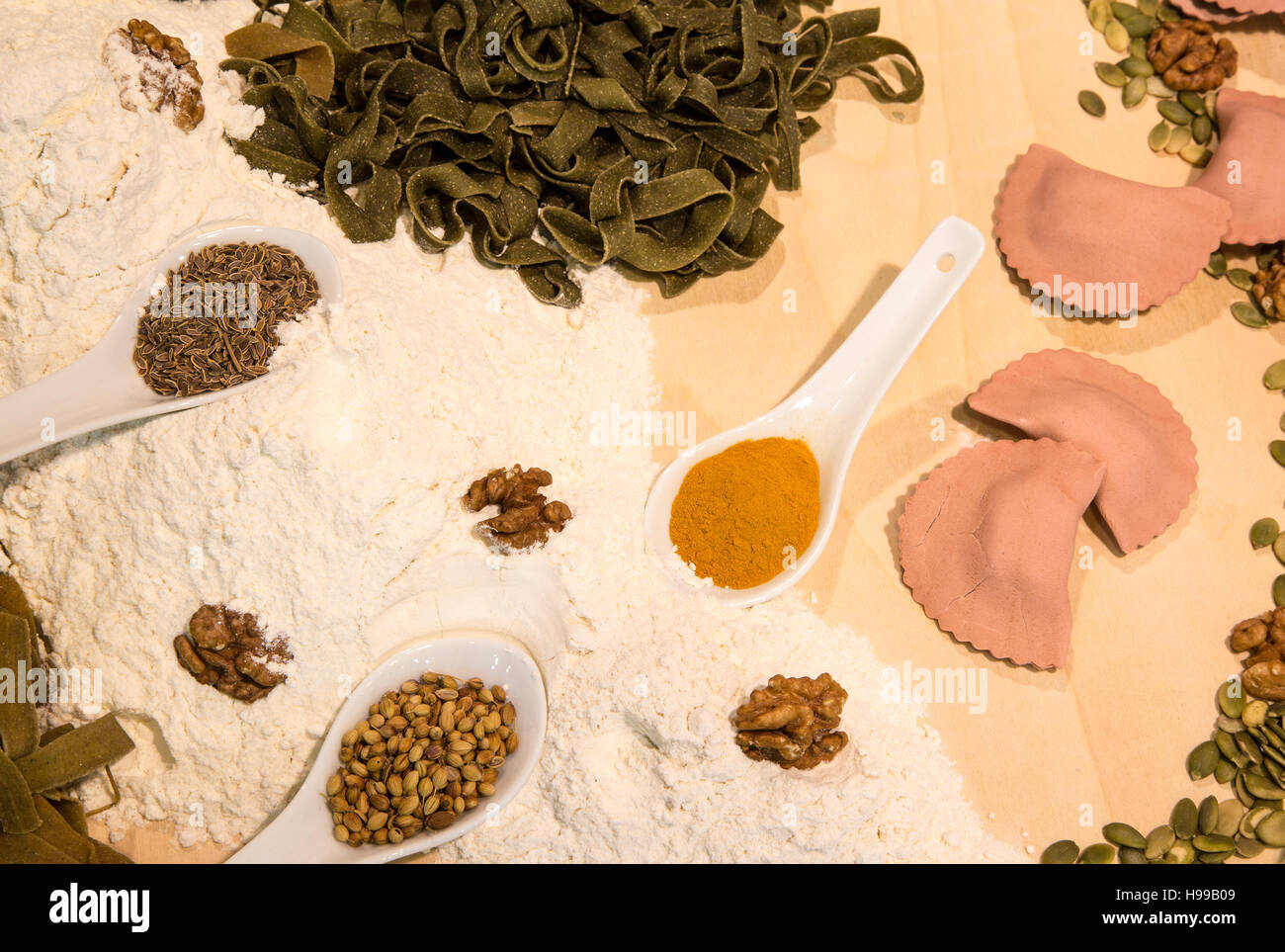 Picture of Italian fresh pasta made with eggs and aromatic spices Stock Photo - Alamy