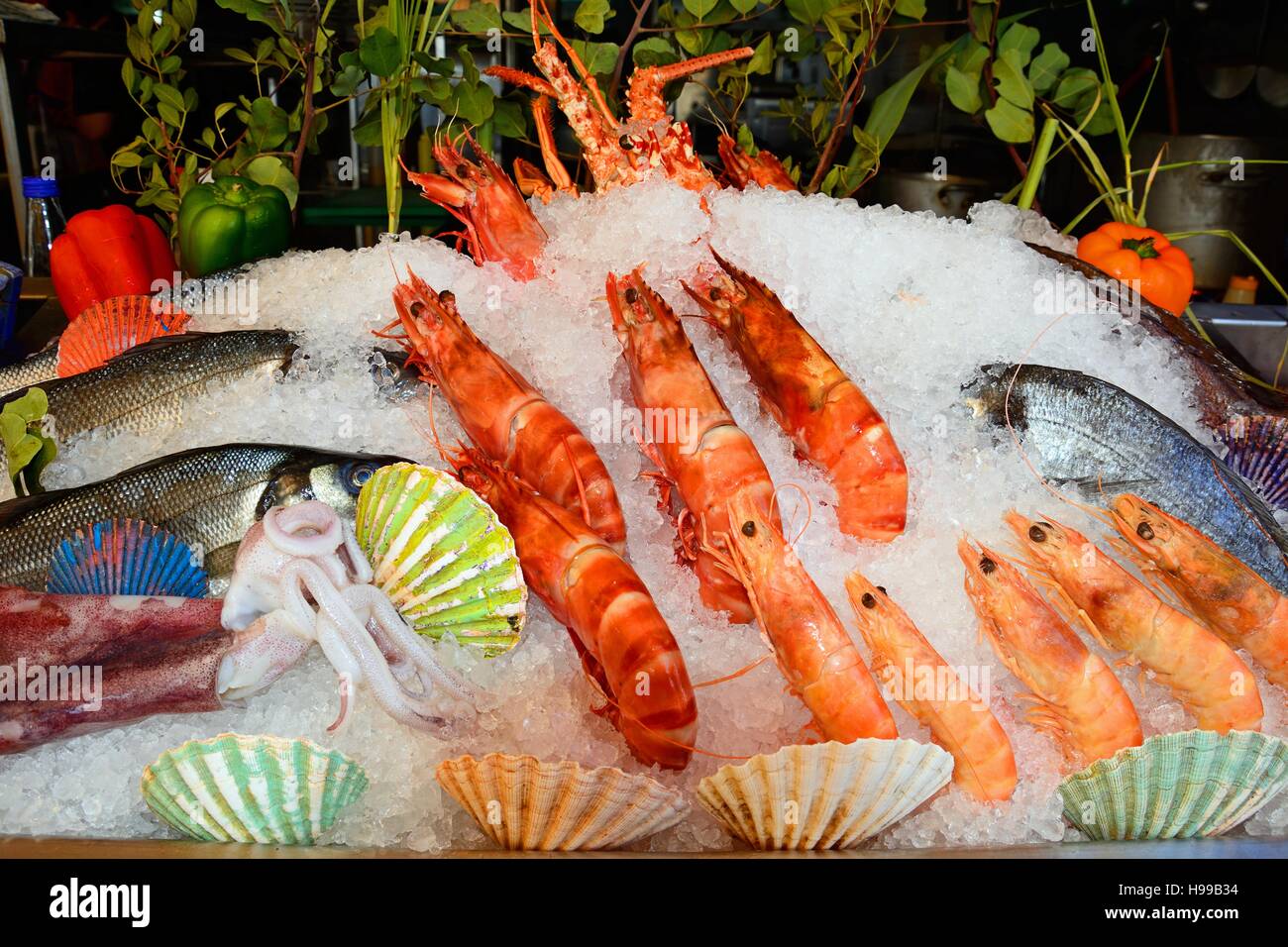 Fresh seafood display restaurant hi-res stock photography and