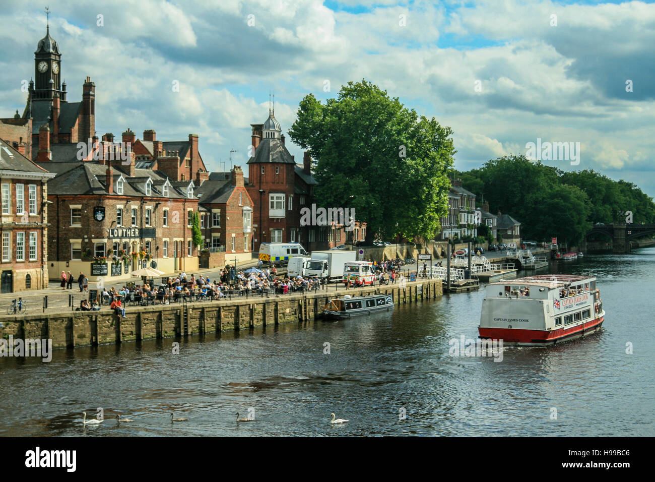 Boats Taking Tourist On A Sight Seeing Tour Of York Along River Ouse Boats Taking Tourist On A Sight Seeing Tour Of York Along River Ouse