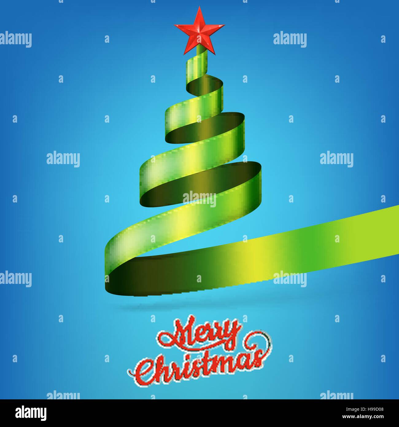Christmas tree from green ribbon and star. EPS 10 Stock Vector Image ...