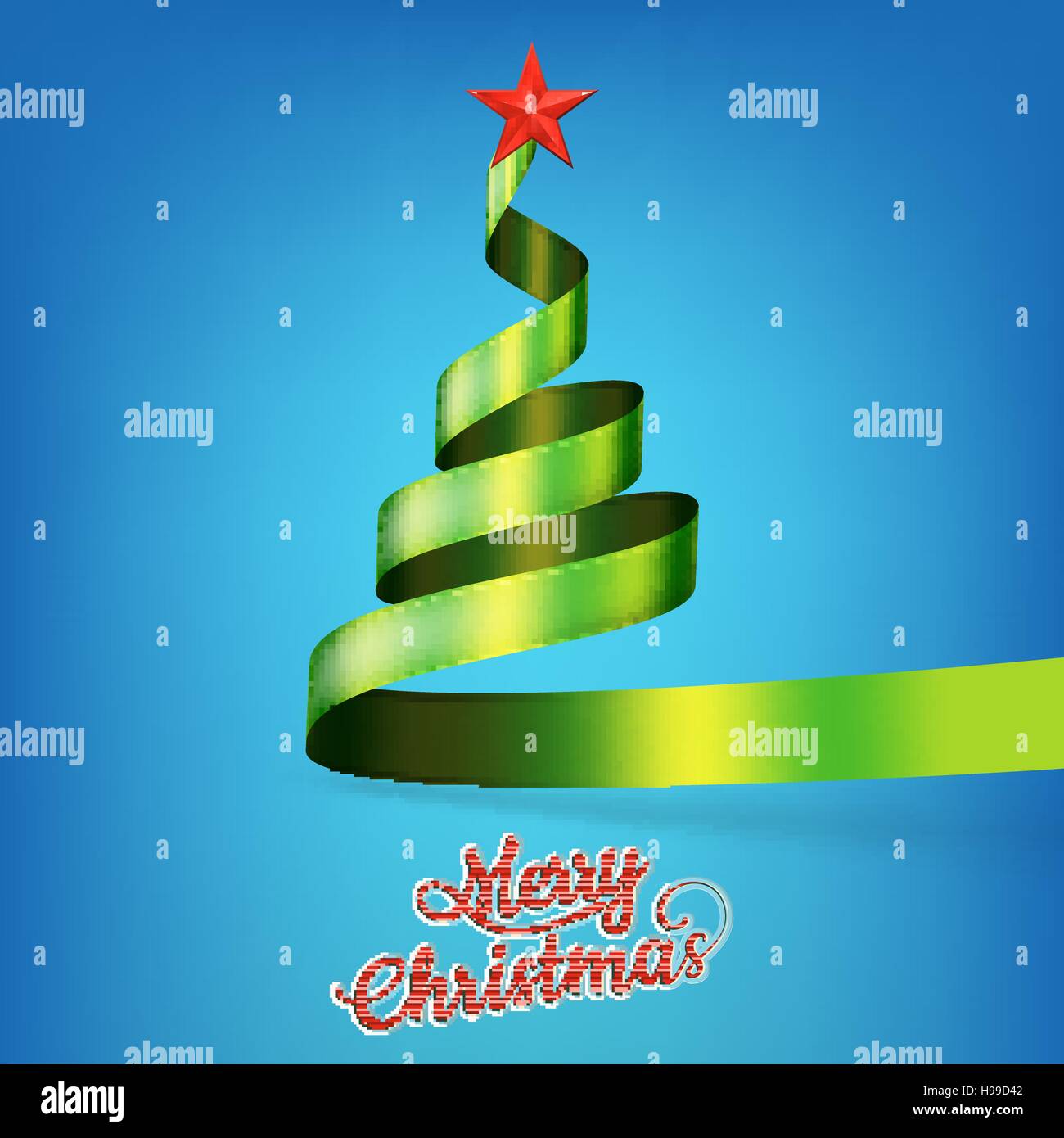 Christmas tree from green ribbon and star. EPS 10 Stock Vector Image ...