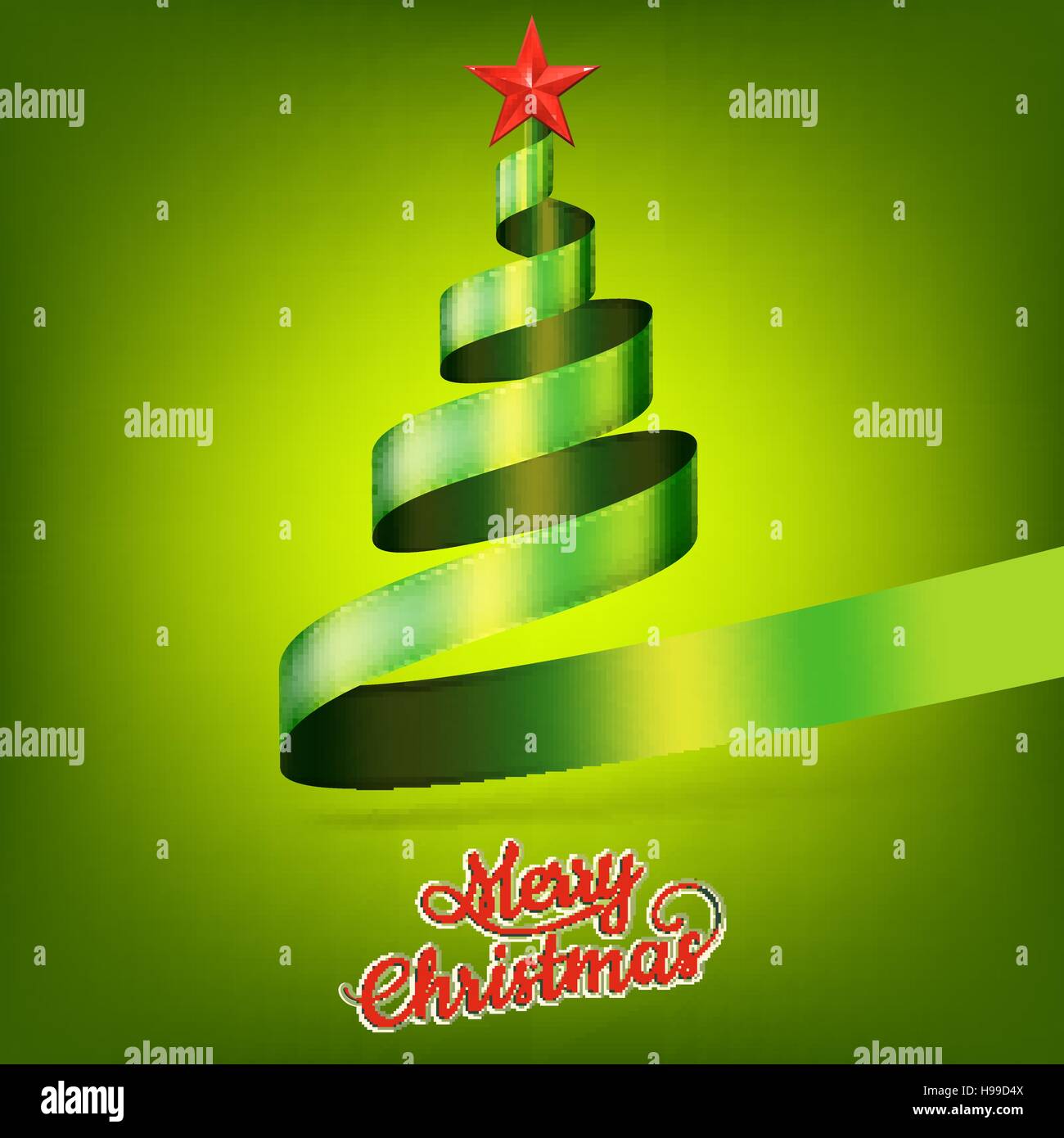 Christmas tree from green ribbon and star. EPS 10 Stock Vector Image ...