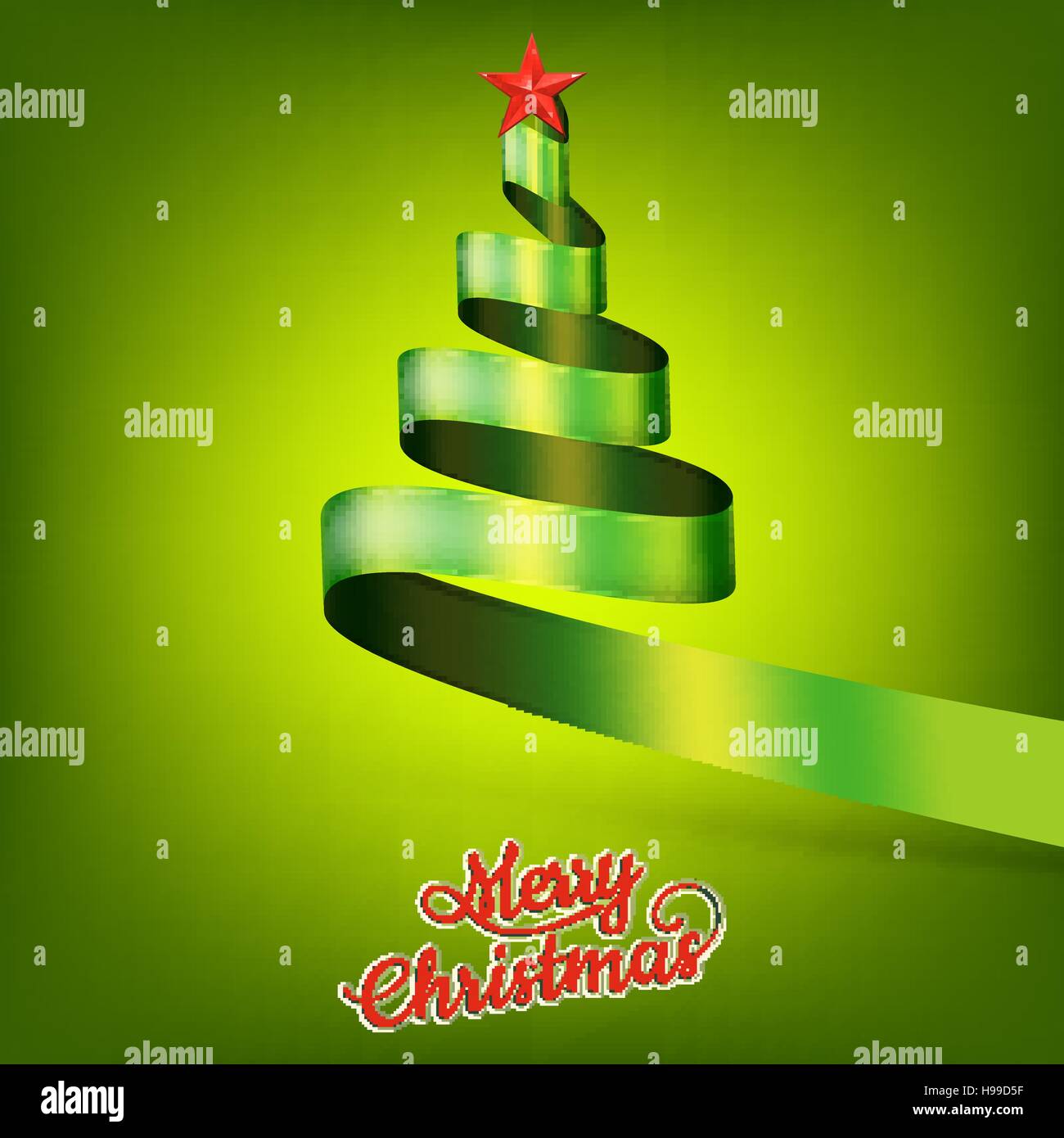 Christmas tree from green ribbon and star. EPS 10 Stock Vector