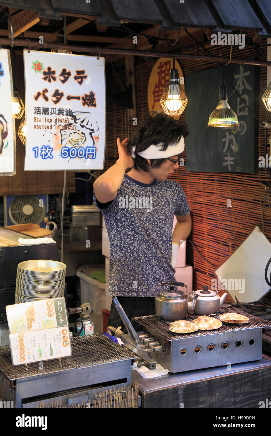 Japan, Tokyo, Tsukiji Market, street food stall, Stock Photo