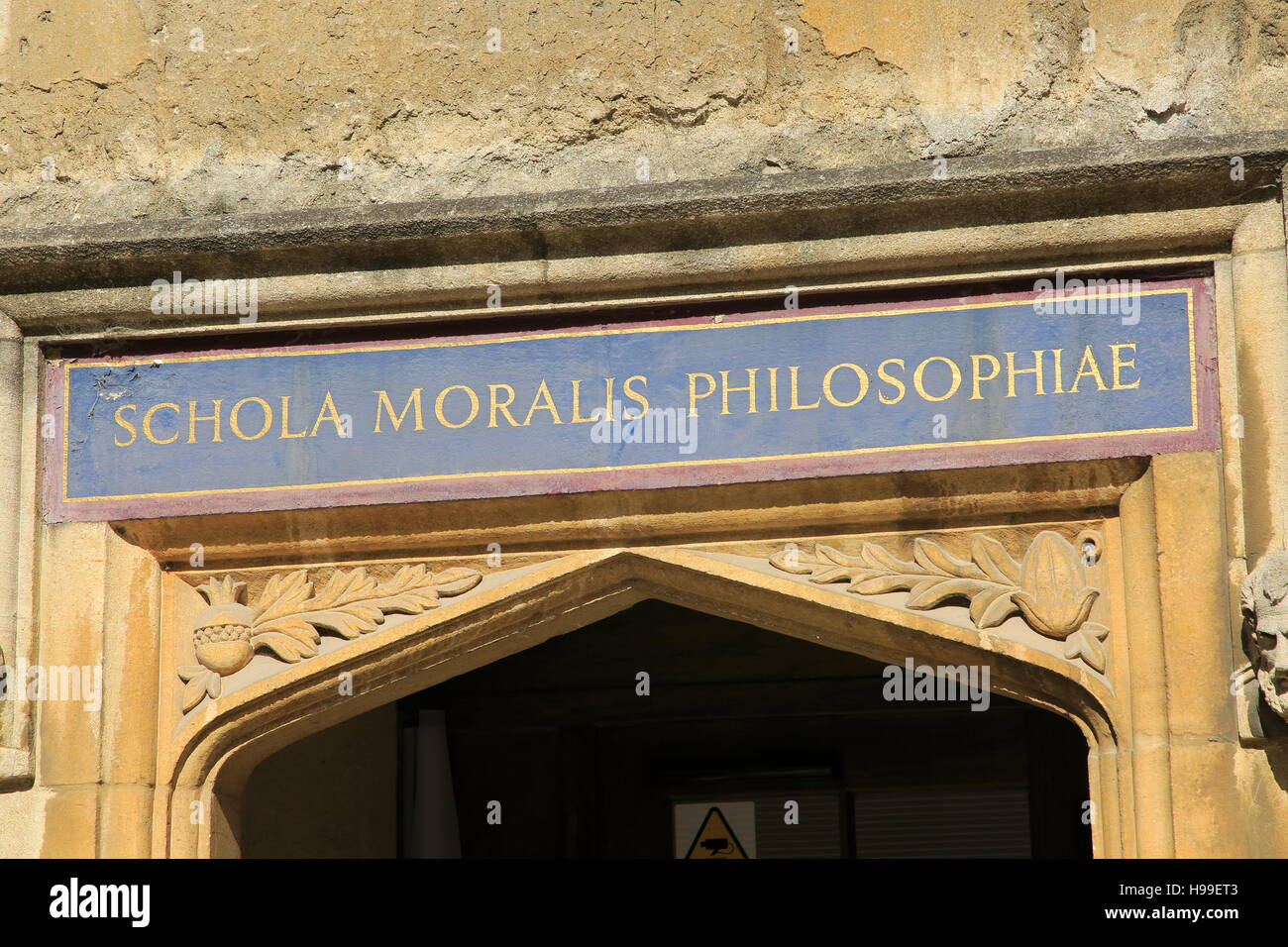School for Moral Philosophy Latin, 'Schola Moralis Philosophiae', Bodleian Library University of Oxford, England, UK Stock Photo