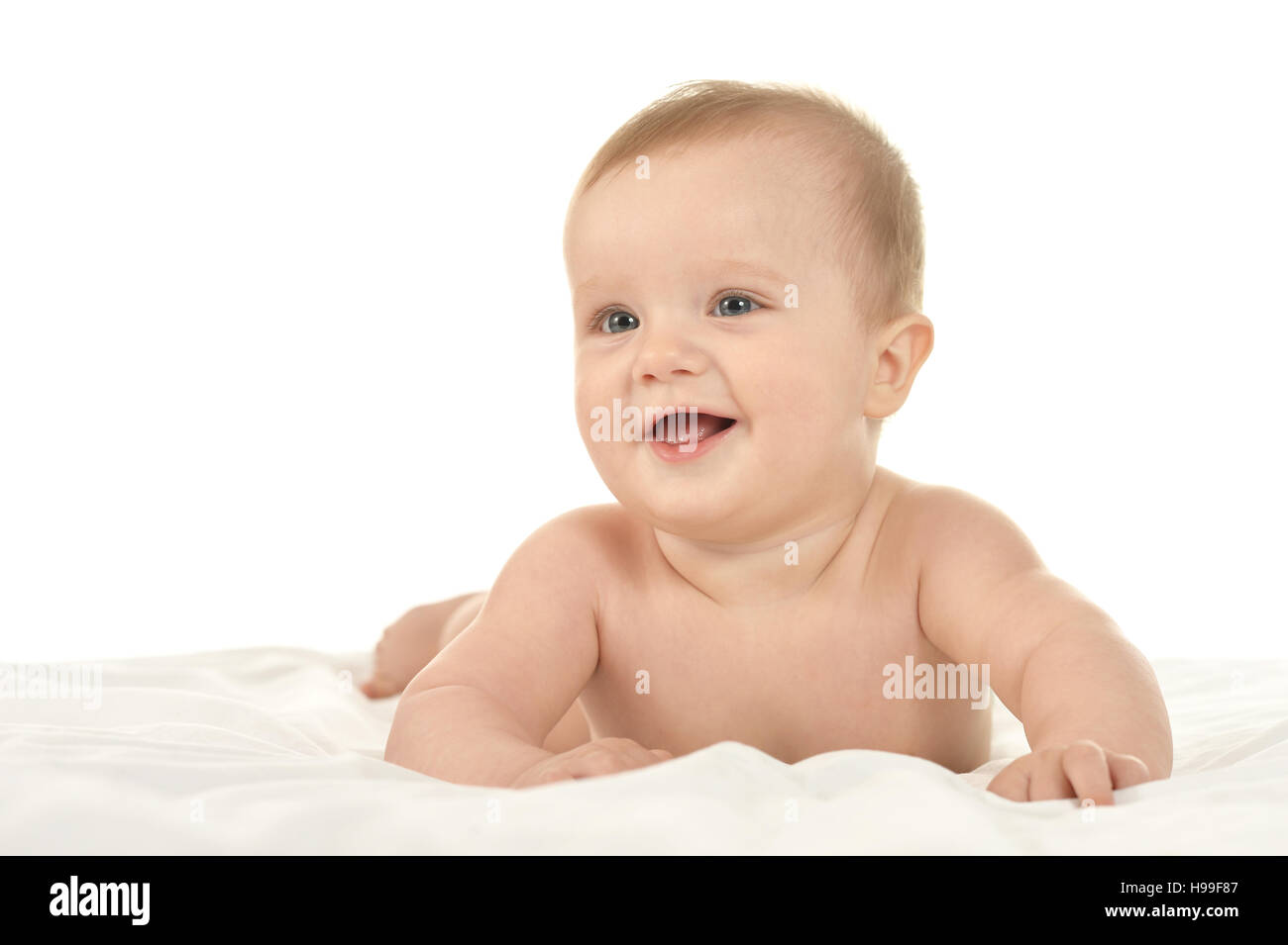 Baby boy lying on blanket Stock Photo Alamy