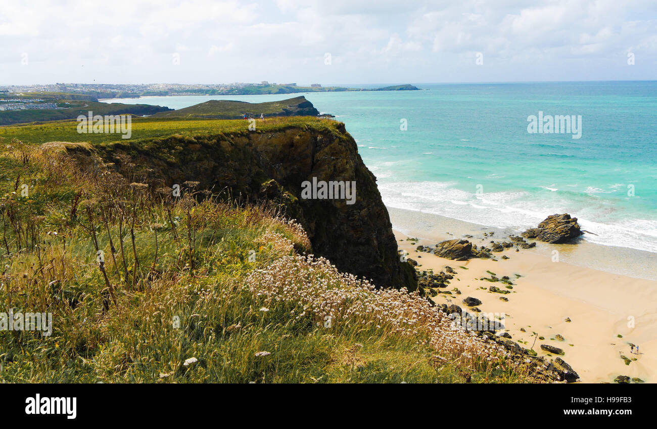 Whipsiderry Beach Cornwall UK from South West Cliff Path Stock Photo