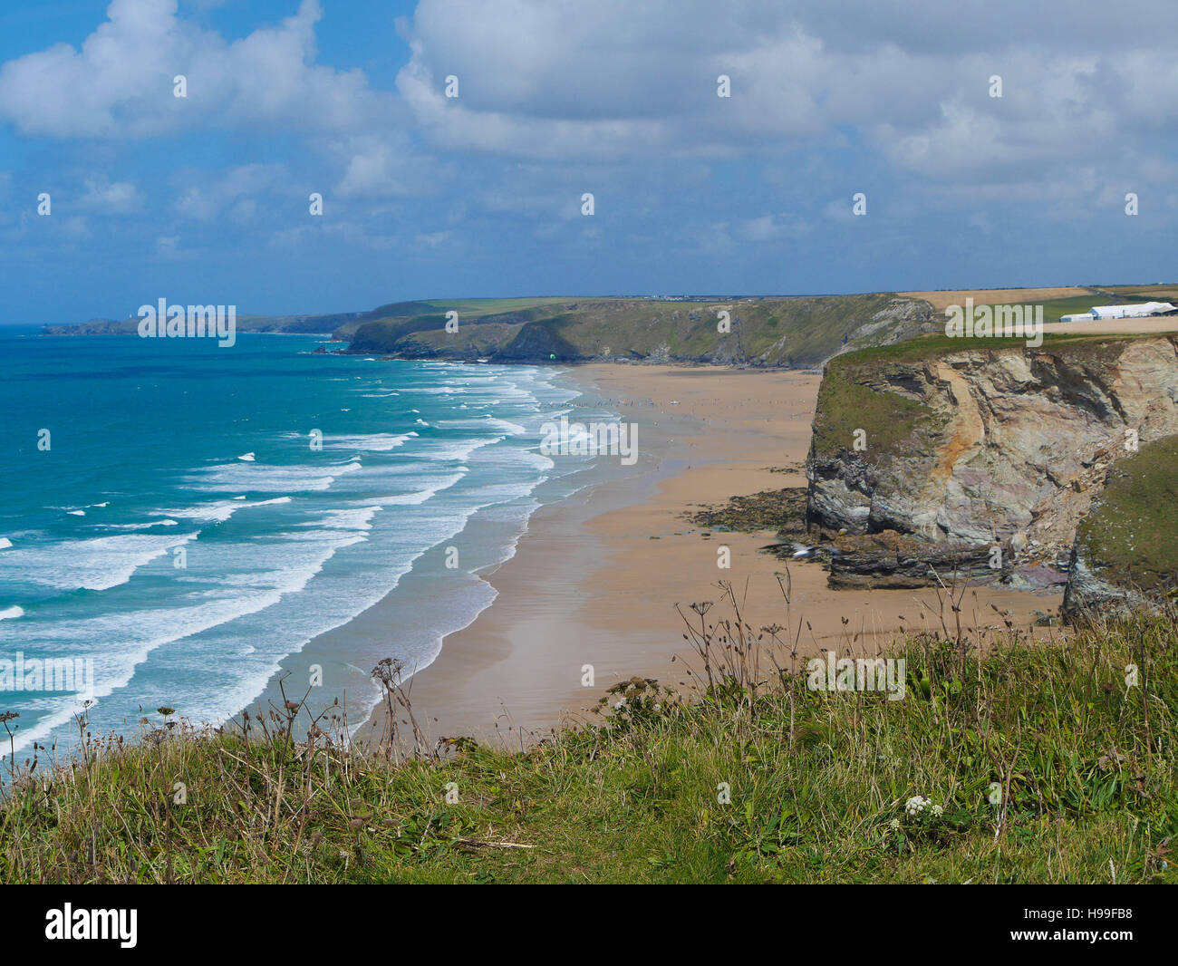 Watergate Bay Cornwall UK from South West Coast Path Stock Photo - Alamy