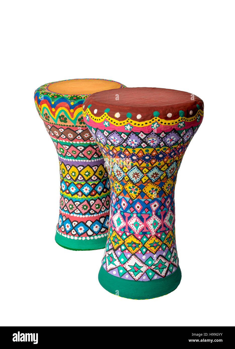 Two goblet drums (also chalice drum, tarabuka, darbuka, debuka Stock