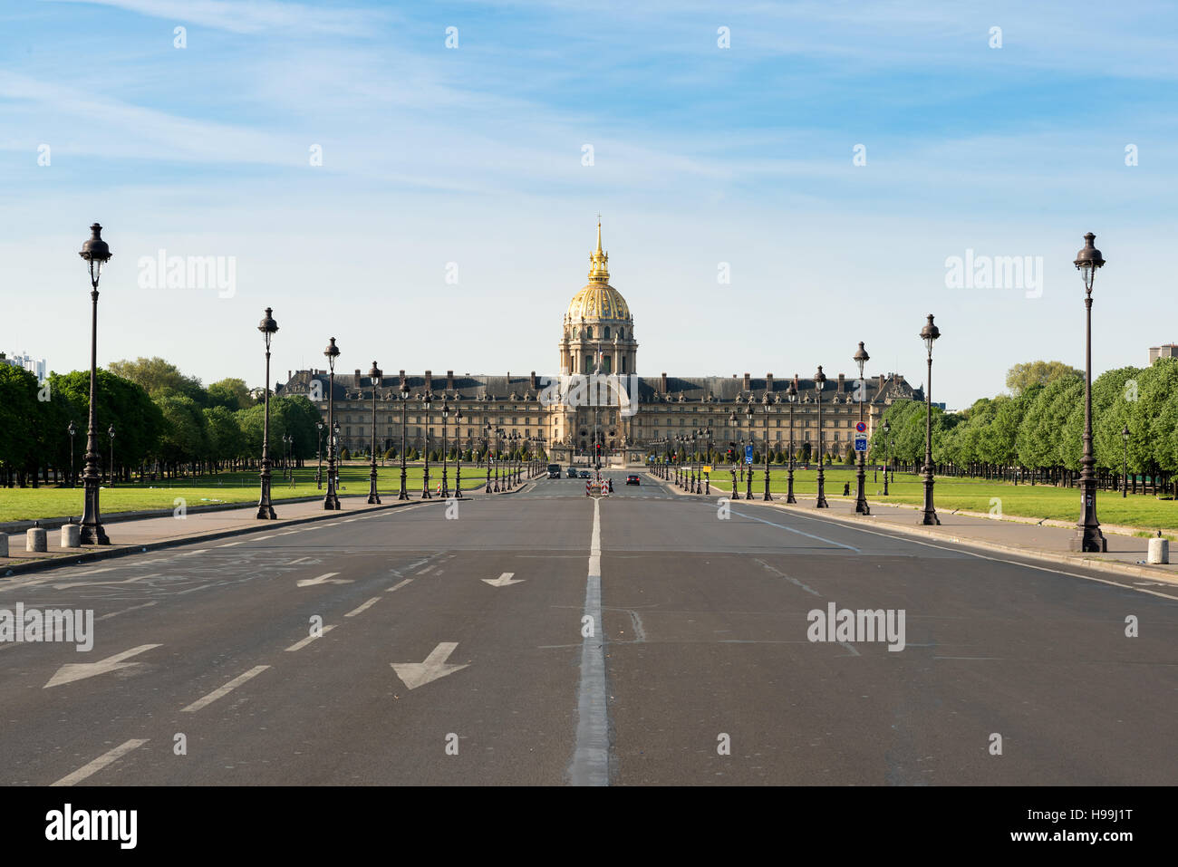 Les Invalides (National Residence of the Invalids) - complex of museums and monuments in Paris, France. Stock Photo