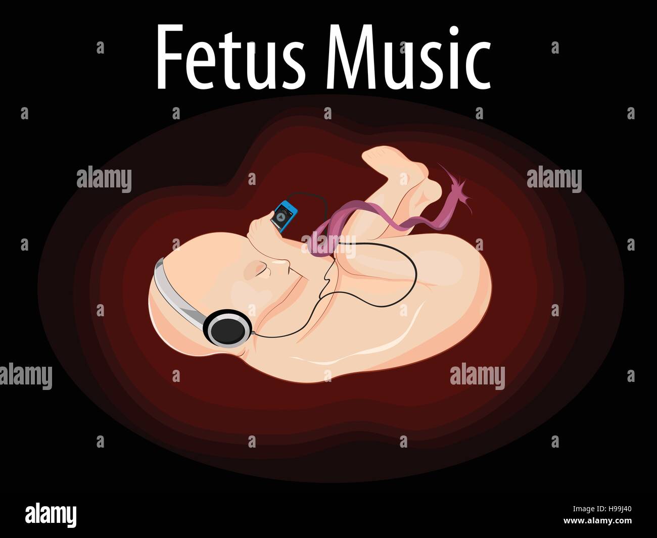 Vector illustration of Fetus  Music Stock Vector