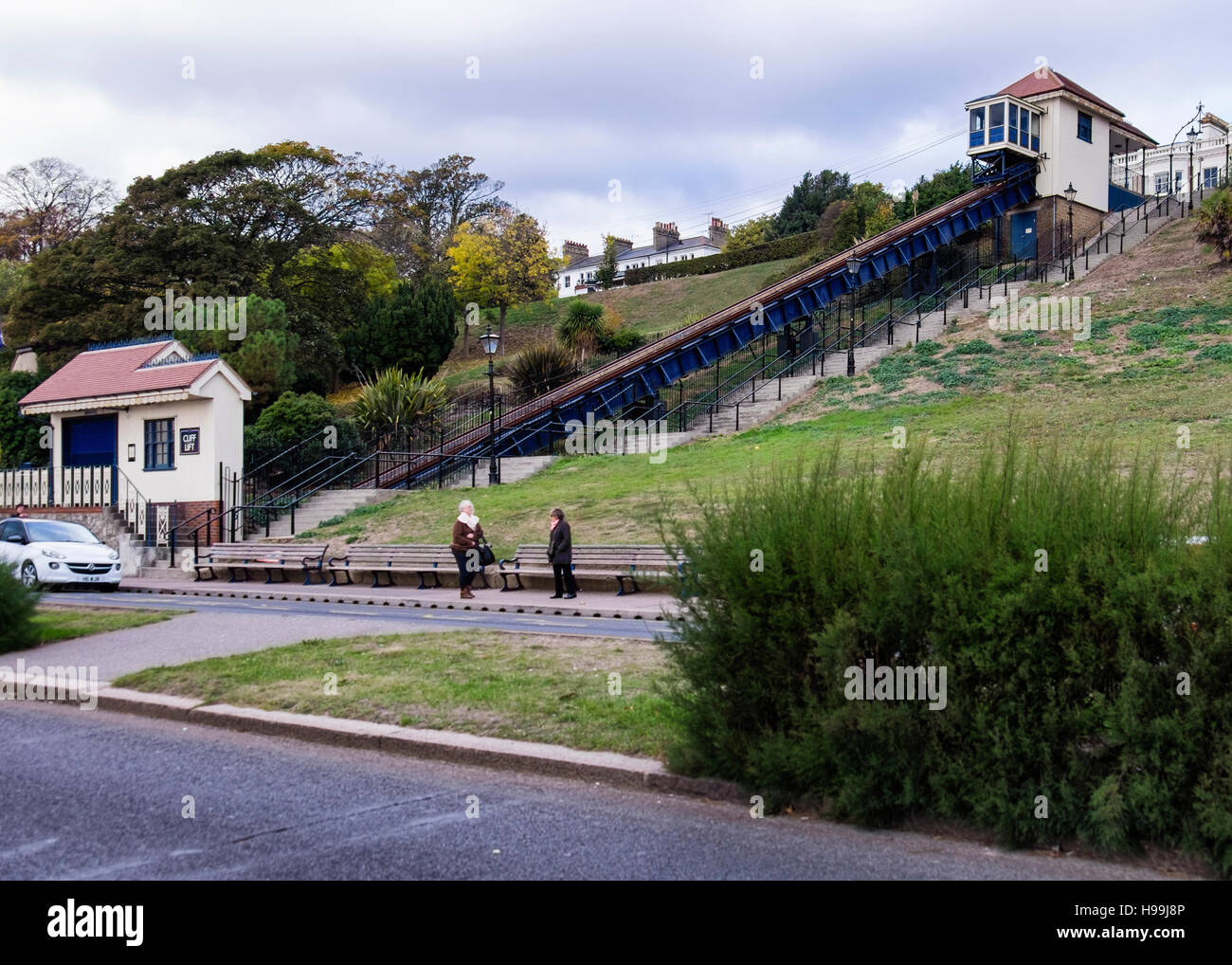 Cliff Lift, historic funicular rail ride, Southendonsea, Essex