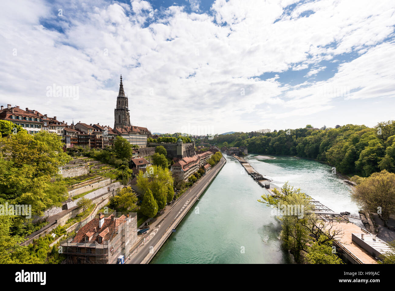 Bern city along Aare river in Bern, Switzerland Stock Photo