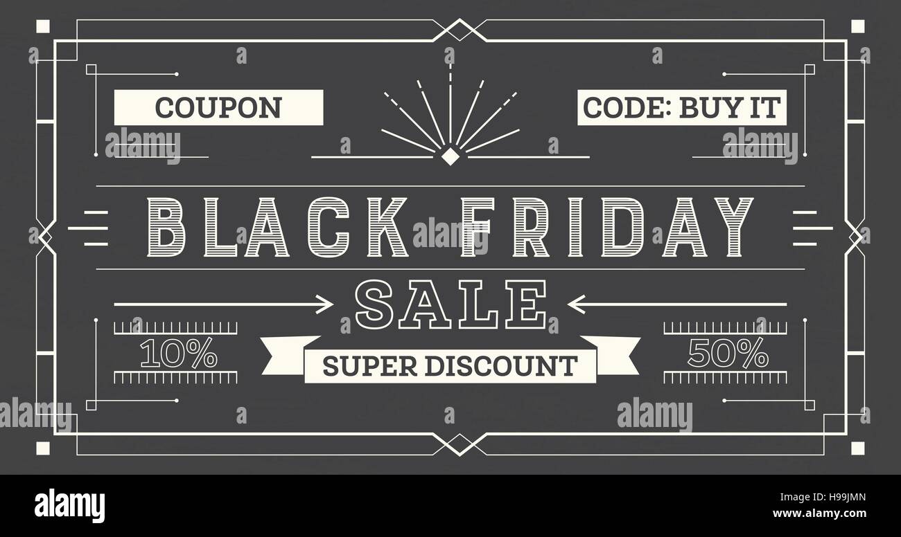 Black Friday Sale Retro Background. Coupon Template with Rays, Lines