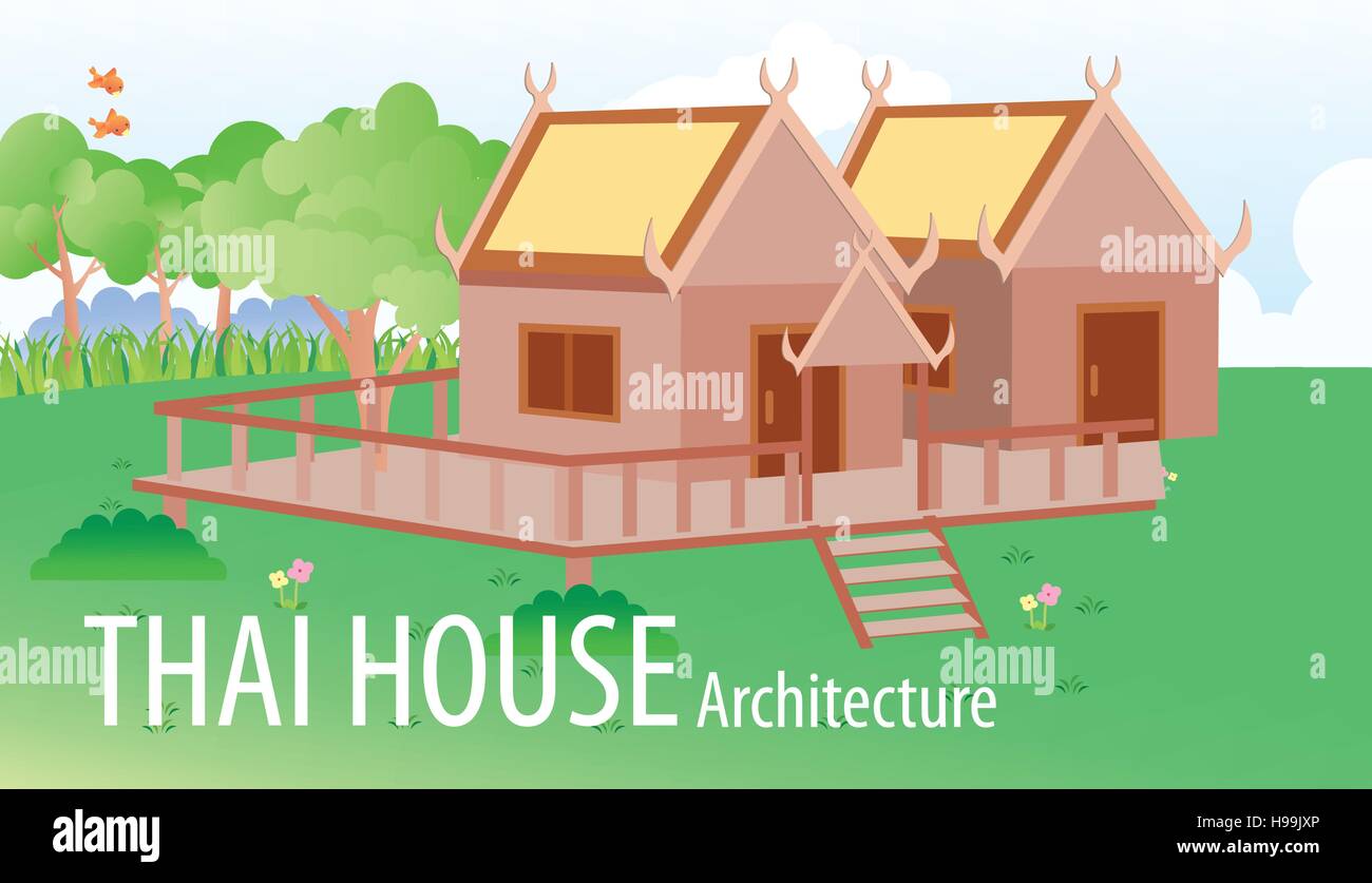 Vector illustration of Thailand house Stock Vector