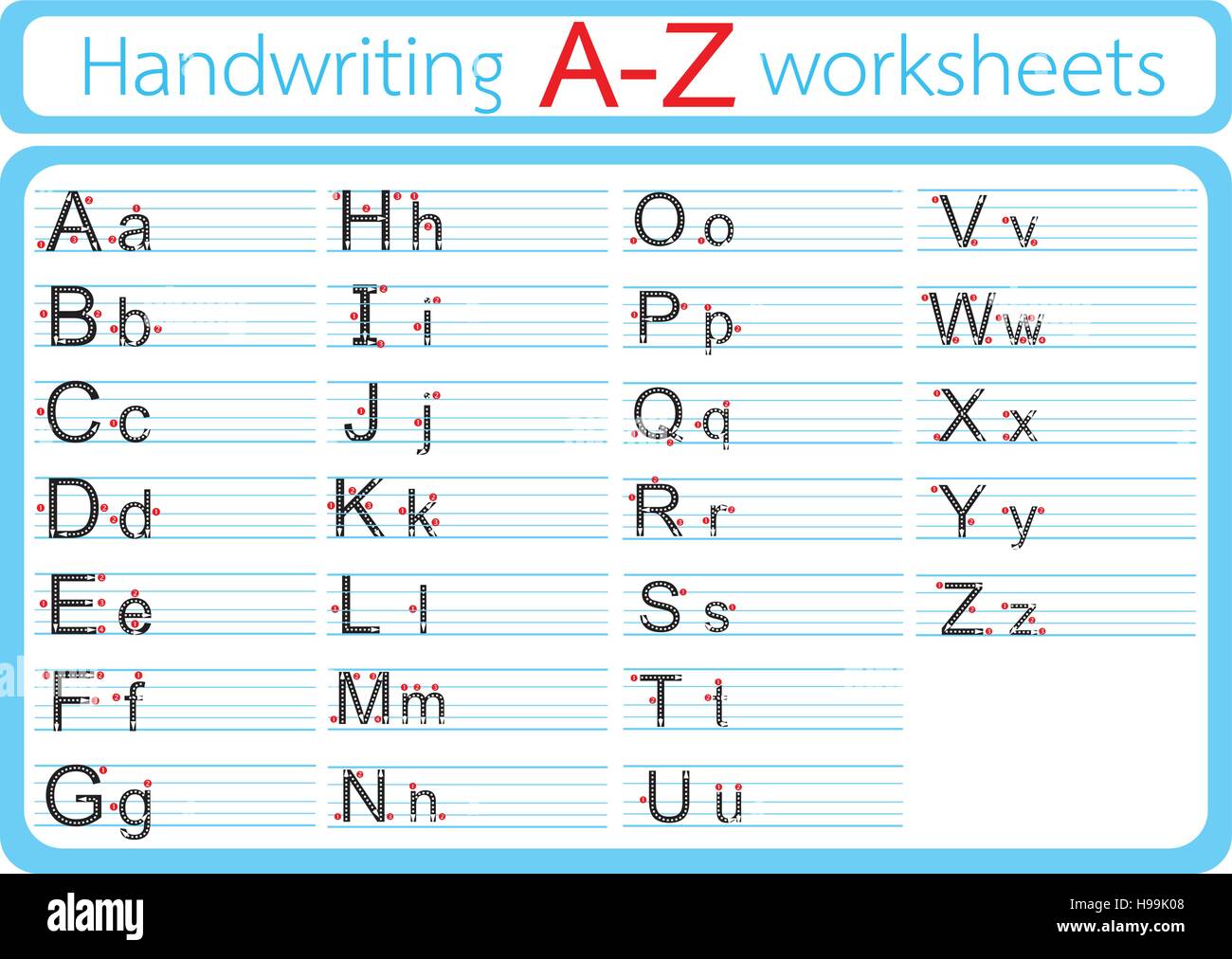 Vector illustration of English A-Z Writing Stock Vector