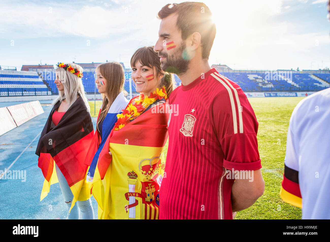 Soccer fans with different national flags Stock Photo Alamy