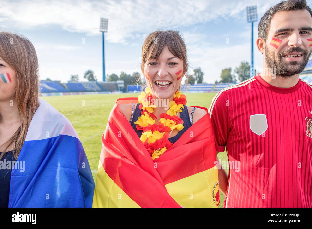 Soccer fans with different national flags Stock Photo Alamy