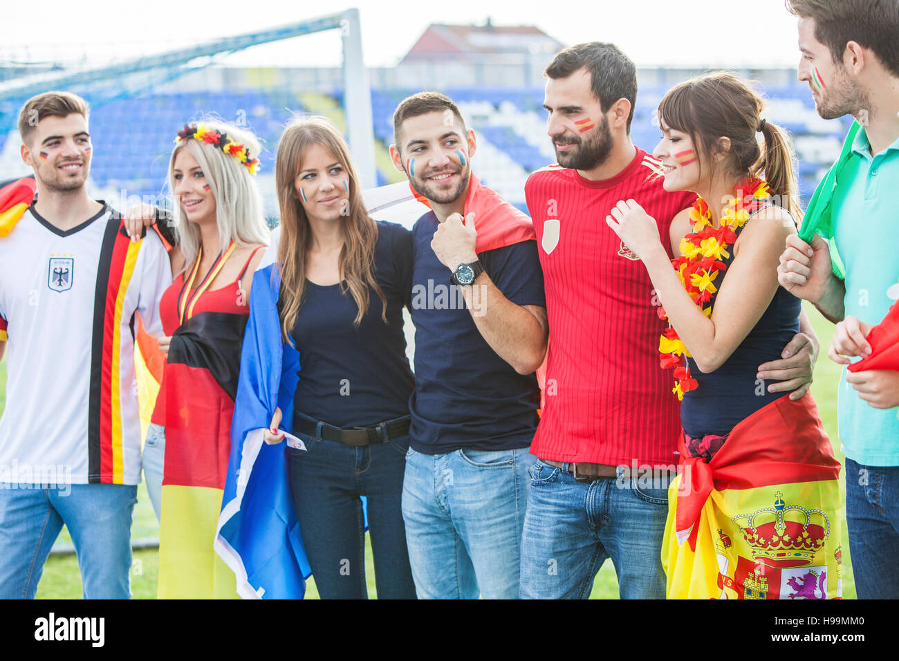 Soccer fans with different national flags Stock Photo Alamy