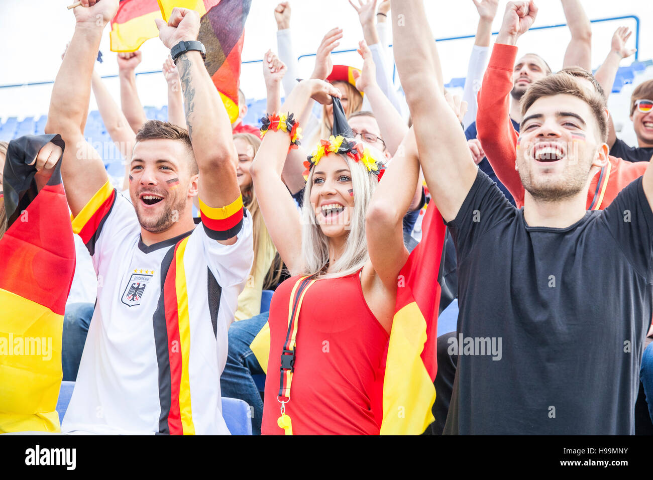 German soccer fans cheering Stock Photo Alamy