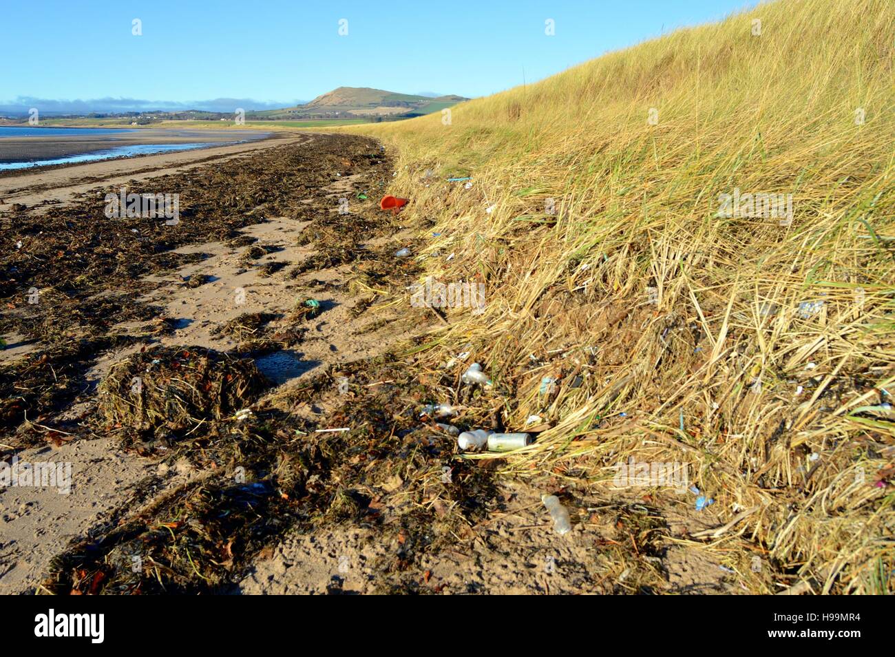 Rubbish on beach Lower Largo Scotland Stock Photo