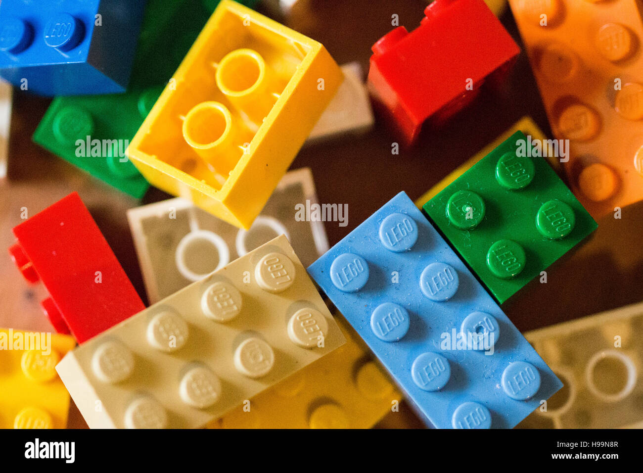 Coloured lego bricks Stock Photo